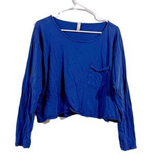 American Apparel Blue Crop Relaxed Blouse